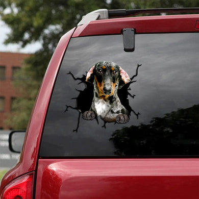 [th0574-snf-tpa]-dachshund-crack-car-sticker-dogs-lover
