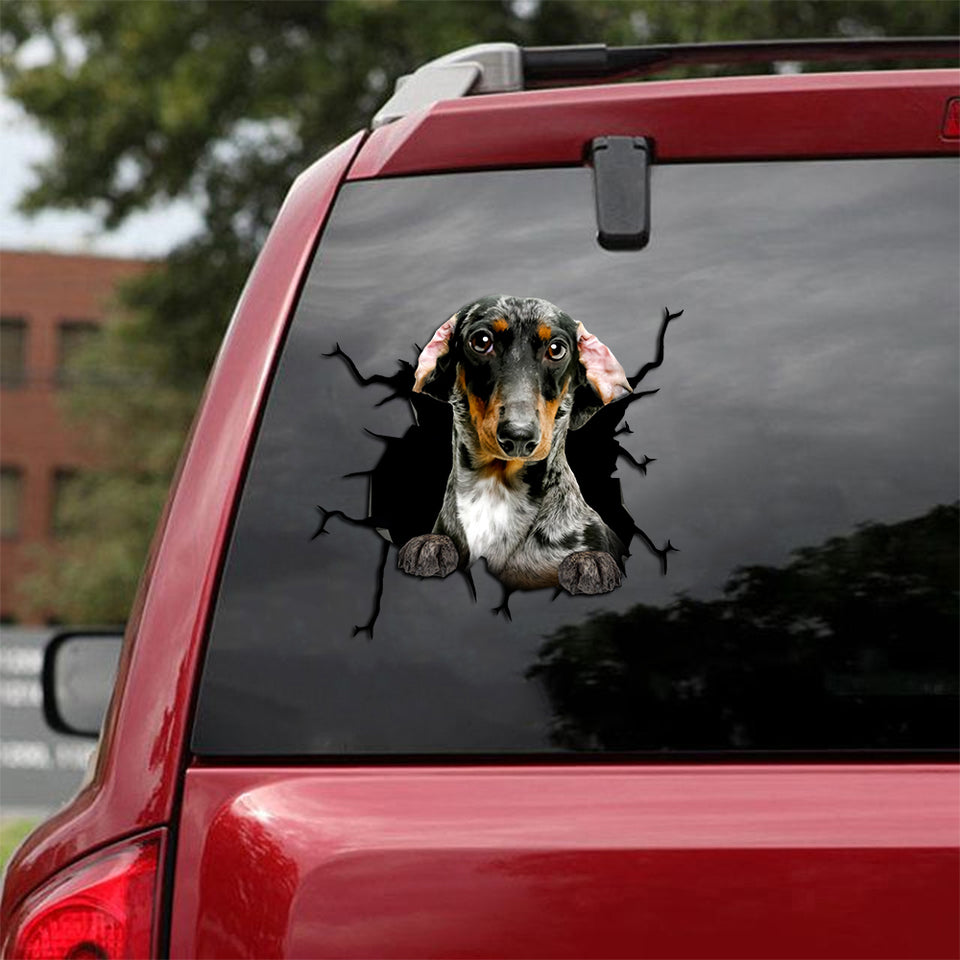 [th0574-snf-tpa]-dachshund-crack-car-sticker-dogs-lover