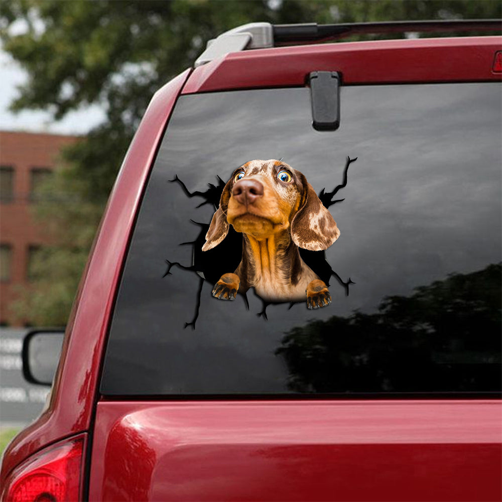 [th0577-snf-tpa]-dachshund-crack-car-sticker-dogs-lover