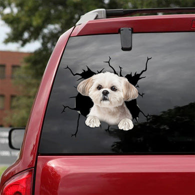 [bv0124-snf-tnt]-shih-tzu-crack-car-sticker-dogs-lover