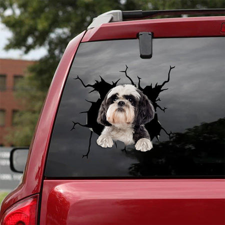 [bv0127-snf-tnt]-shih-tzu-crack-car-sticker-dogs-lover