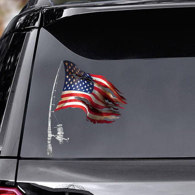 [ld1789-snf-lad]-america-fishing-car-sticker-america-lovers