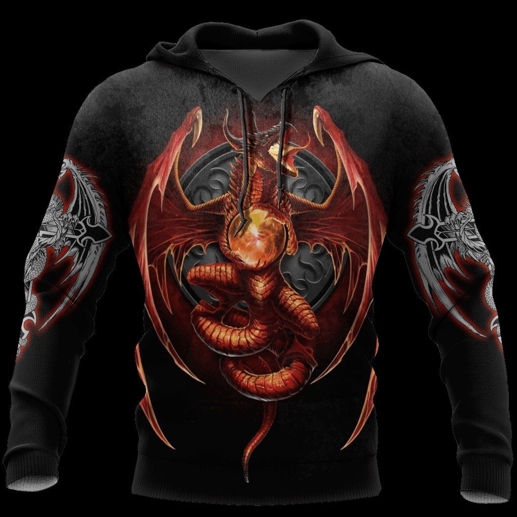 3D ARMOR TATTOO AND DUNGEON DRAGON HOODIE HAC140102