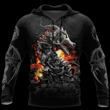 3D ARMOR TATTOO AND DUNGEON DRAGON HOODIE HAC140103