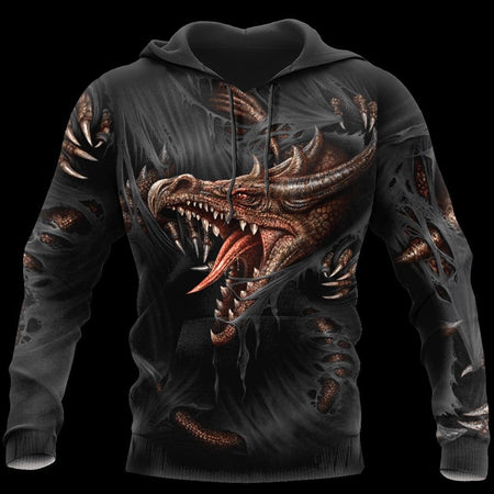 3D ARMOR TATTOO AND DUNGEON DRAGON HOODIE PI150104