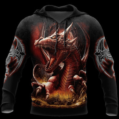 3D ARMOR TATTOO AND DUNGEON DRAGON HOODIE HAC140101