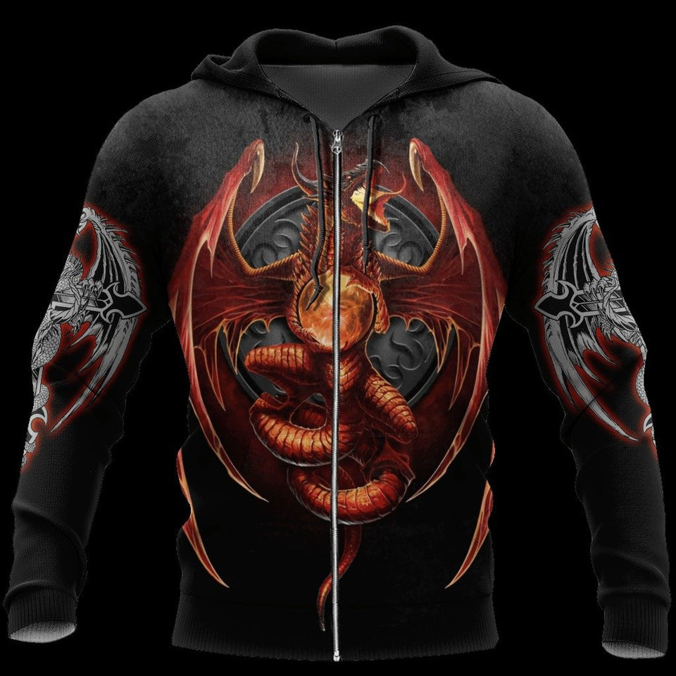 3D ARMOR TATTOO AND DUNGEON DRAGON HOODIE HAC140102