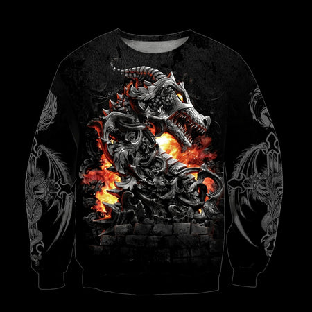 3D ARMOR TATTOO AND DUNGEON DRAGON HOODIE HAC140103