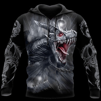 3D ARMOR TATTOO AND DUNGEON DRAGON HOODIE PI150102