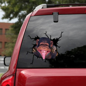 [sk1579-snf-tpa]-gorilla-crack-car-sticker-animals-lover