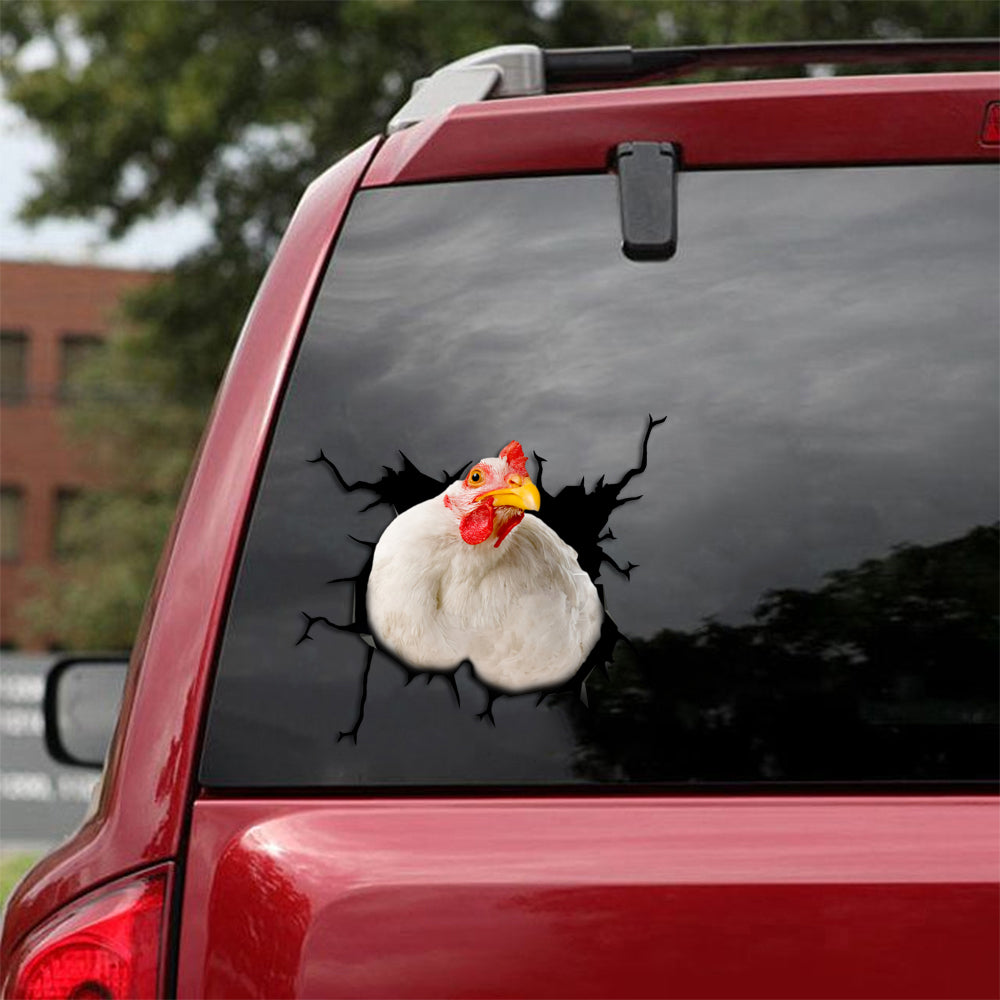 [sk1677-snf-tpa]-chicken-crack-car-sticker-poultry-lover