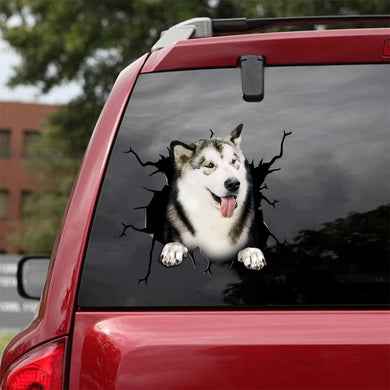 [sk1971-snf-tpa]-alaskan-malamute-crack-car-sticker-dog-lover