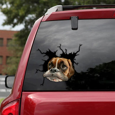 [th0135-snf-tpa]-boxer-crack-car-sticker-dogs-lover
