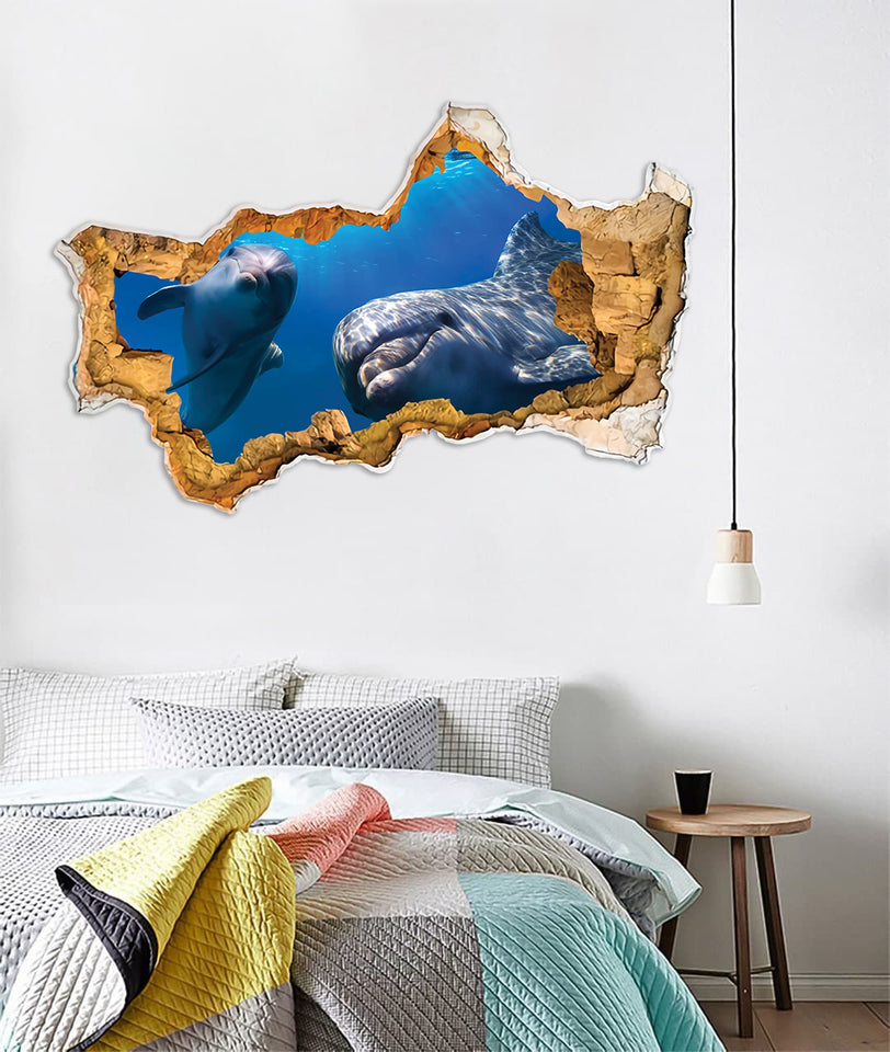 [th0144-snf-tpa]-dolphin-crack-wall-decal