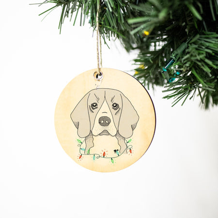 Christmas Lucky Beagle Christmas Ornament, Christmas Gift, Circle Ornament
