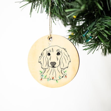 Christmas Lucky Dachshund Christmas Ornament, Christmas Gift, Circle Ornament