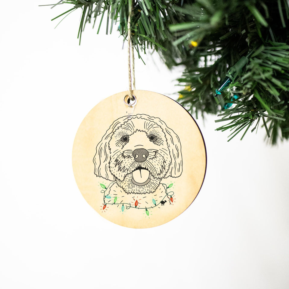 Christmas Lucky Doodle Christmas Ornament, Christmas Gift, Circle Ornament