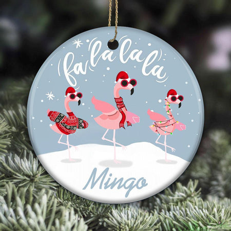 Flamingo Fa La La La La, Christmas Ornament, Christmas Gift, Circle Ornament