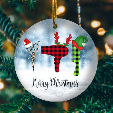 Hairstylist Merry Christmas, Christmas Ornament, Christmas Gift, Circle Ornament