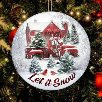 Cardinal, Let It Snow, Christmas Ornament, Christmas Gift, Circle Ornament