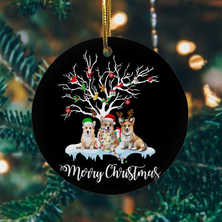 Corgi Ornament, Christmas Ornament, Christmas Gift, Circle Ornament