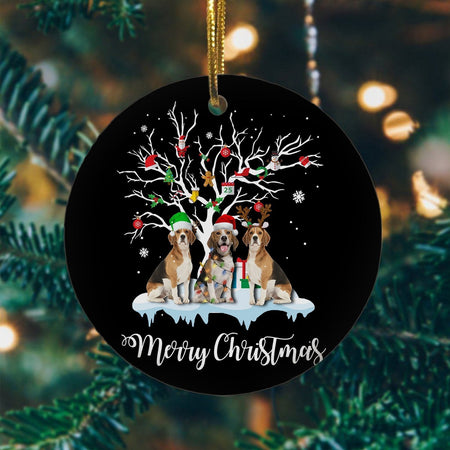 Beagle Ornament, Christmas Ornament, Christmas Gift, Circle Ornament