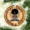 Black Girl Yoga Ornament, Christmas Ornament, Christmas Gift, Circle Ornament
