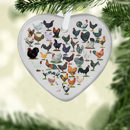 Chicken Heart Ceramic Ornament, Christmas Ornament, Christmas Gift