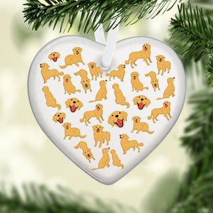 Blonde Dogs Heart Ceramic Ornament, Christmas Ornament, Christmas Gift