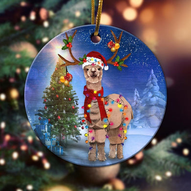 Christmas Camel Ornament, Christmas Ornament, Christmas Gift, Ceramic Circle Ornament