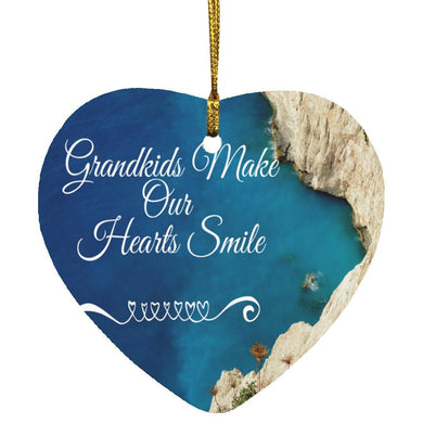 Grandkids Make Our Hearts Smile, Heart Ornament, Christmas Ornament, Christmas Gift, Gift For Grandkids
