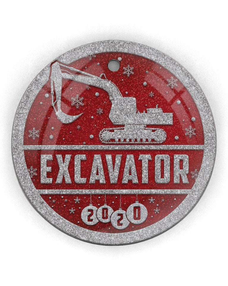 Excavator Christmas Round Ornament Circle Ornament, Christmas Ornament, Christmas Gift