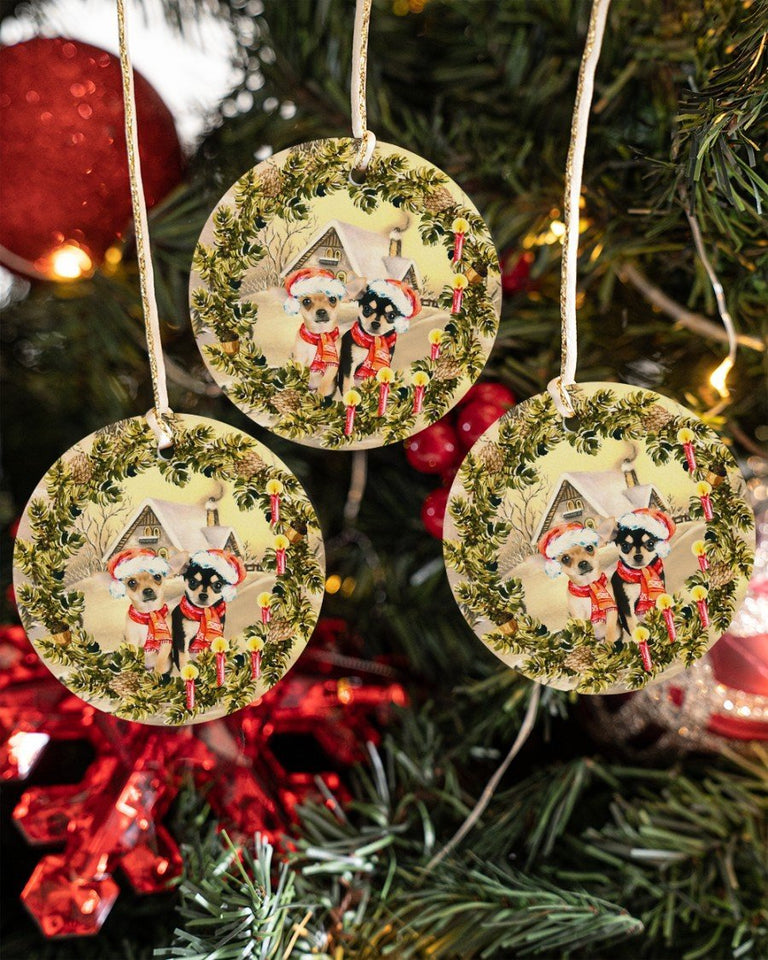 Chihuahua Best Wreath Gift For You Circle Ornament, Christmas Ornament, Christmas Gift