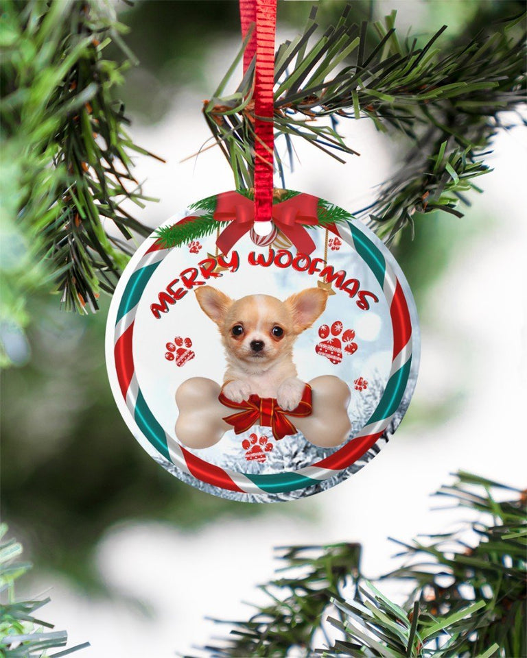 Chihuahua Merry Woofmas Gift For You Circle Ornament, Christmas Ornament, Christmas Gift