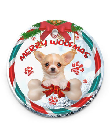 Chihuahua Merry Woofmas Gift For You Circle Ornament, Christmas Ornament, Christmas Gift