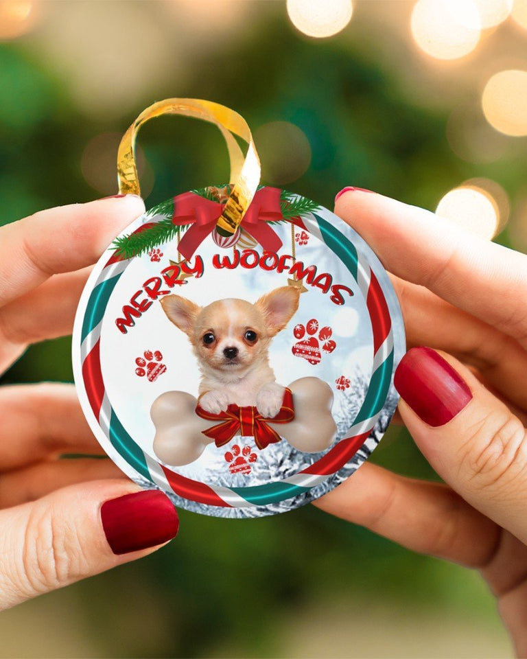 Chihuahua Merry Woofmas Gift For You Circle Ornament, Christmas Ornament, Christmas Gift