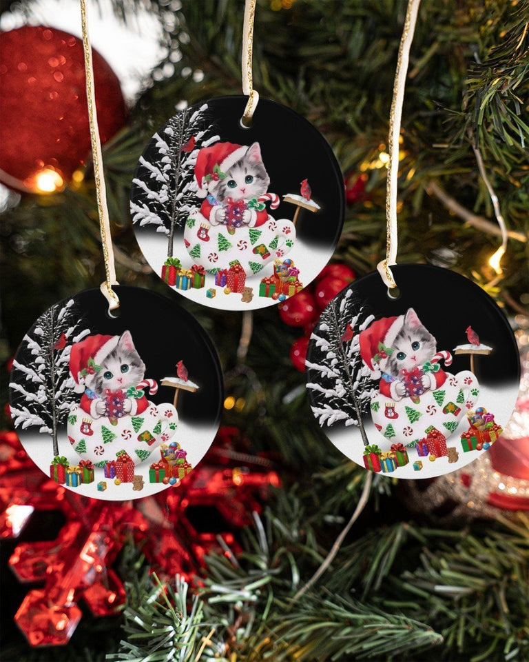 Cat Colorful Present Gift For You Circle Ornament, Christmas Ornament, Christmas Gift
