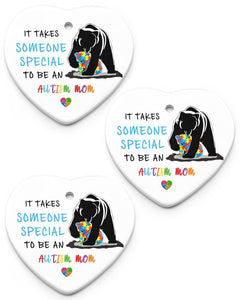 Autism Mom Circle Ornament Heart Ornament, Christmas Ornament, Christmas Gift