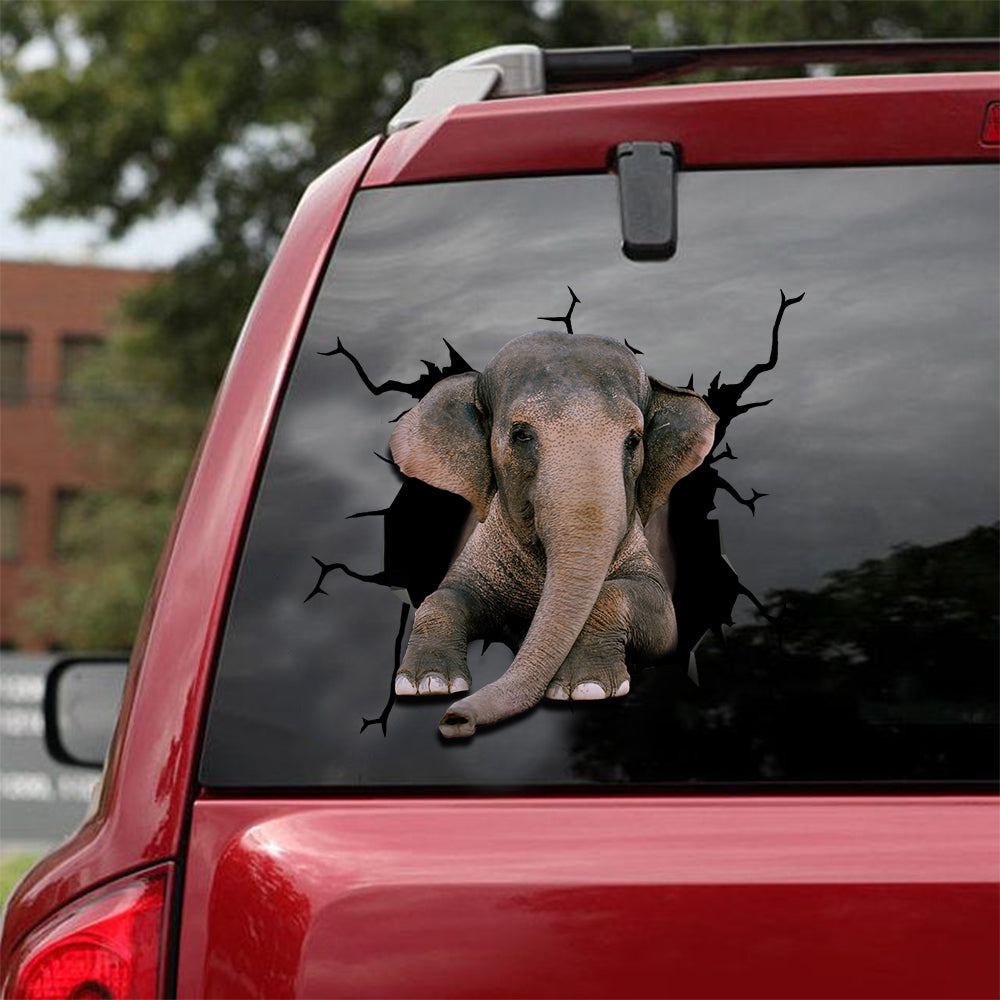 [sk1442-snf-tnt]-elephant-crack-car-sticker-animals-lover
