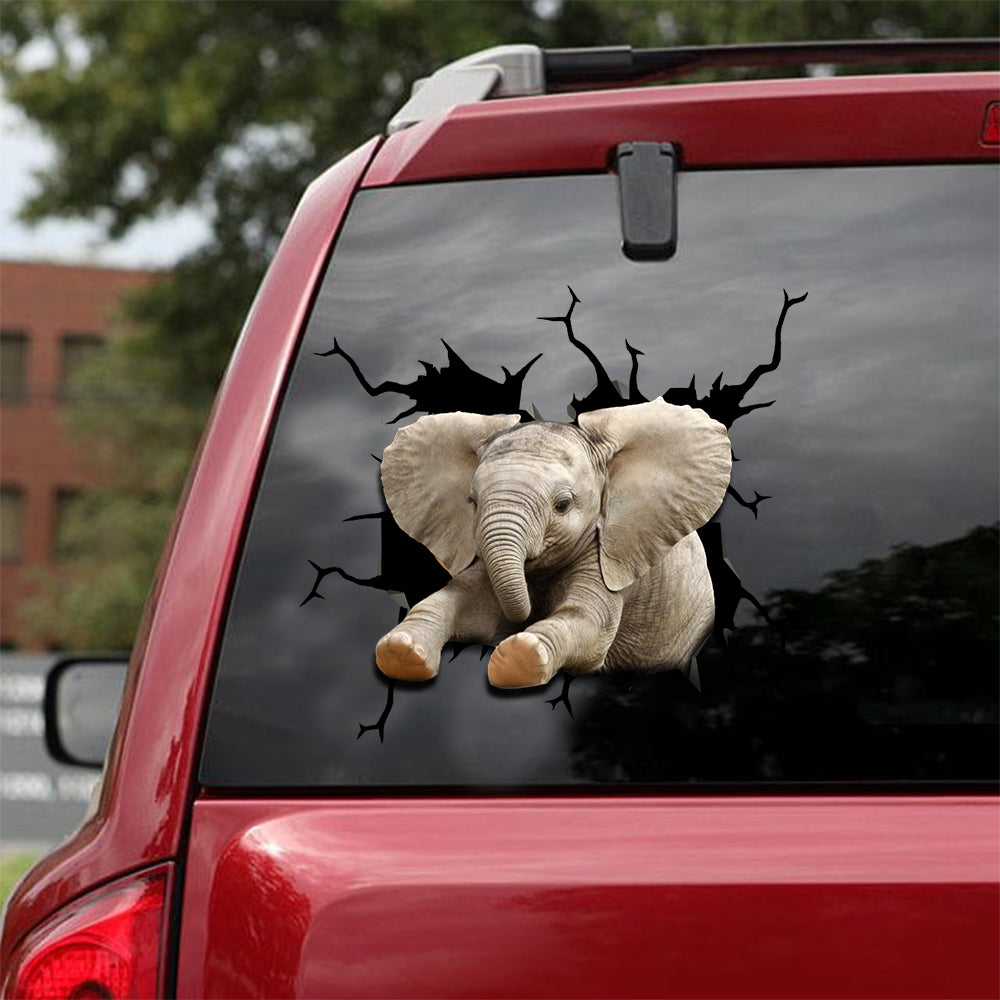 [sk1444-snf-tnt]-elephant-crack-car-sticker-animals-lover
