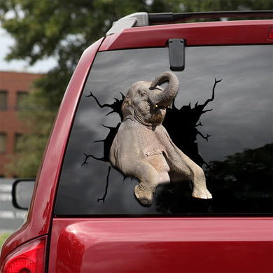 [sk1445-snf-tnt]-elephant-crack-car-sticker-animals-lover