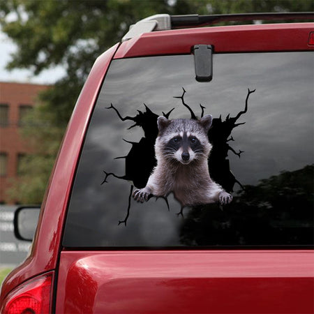 [sk1367-snf-tnt]-raccoon-crack-sticker-animals-lover