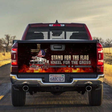 Stand For The Flag Kneel For The Cross. Firefighter American truck Tailgate Decal Sticker Wrap Mother's Day Father's Day Camping Hunting Wrap Decals For Trucks