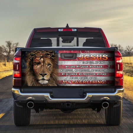 Jesus Lion Of Judah Perfect Art My Everything truck Tailgate Decal Sticker Wrap Mother's Day Father's Day Camping Hunting Wrap Decals For Trucks
