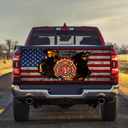 Firefighter American truck Tailgate Decal Sticker Wrap Mother's Day Father's Day Camping Hunting Wrap Decals For Trucks