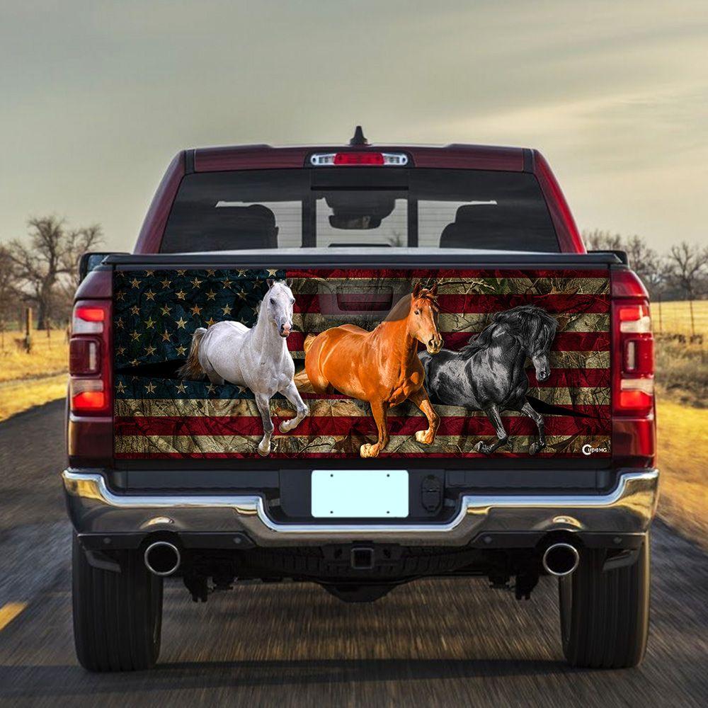 American Horses Running truck Tailgate Decal Sticker Wrap Mother's Day Father's Day Camping Hunting Wrap Decals For Trucks