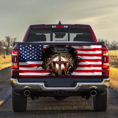 Jesus Christian Cross American truck Tailgate Decal Sticker Wrap Mother's Day Father's Day Camping Hunting Wrap Decals For Trucks