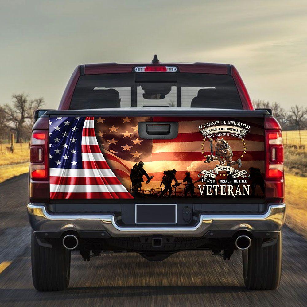 Forever The Title Veterans truck Tailgate Decal Sticker Wrap Mother's Day Father's Day Camping Hunting High Quality Gift Idea Tailgate Wrap Decals For Trucks