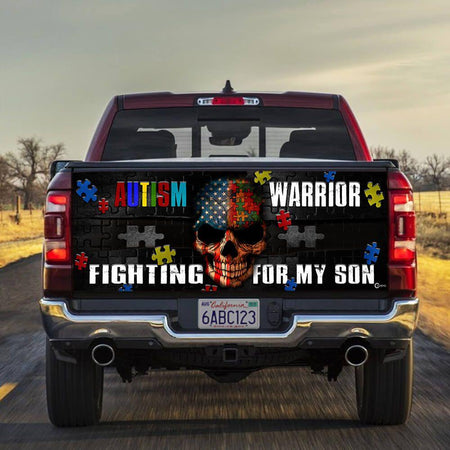 Autism Awareness Warrior For Son truck Tailgate Decal Sticker Wrap Mother's Day Father's Day Camping Hunting Wrap Decals For Trucks