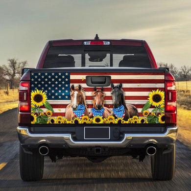 Horse Sunflowers truck Tailgate Decal Sticker Wrap Mother's Day Father's Day Camping Hunting Wrap Decals For Trucks